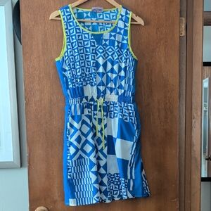 Romeo & Juliet Couture Blue and White Geometric Sleeveless Dress